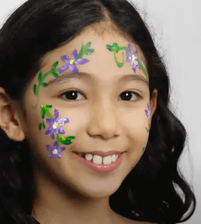 Step-by-Step how to face paint a flower tiara design using Derivan Face and  body paints tutorial 