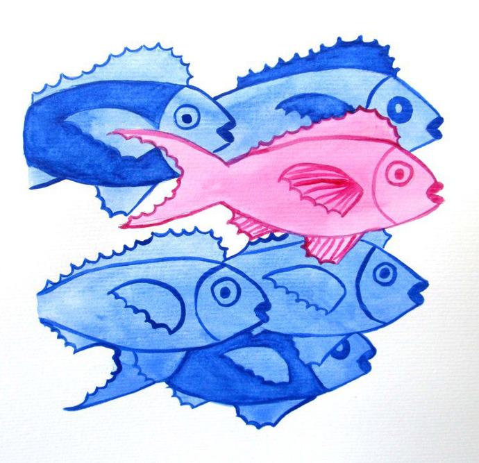 outlines  of the fish design with the darker shade