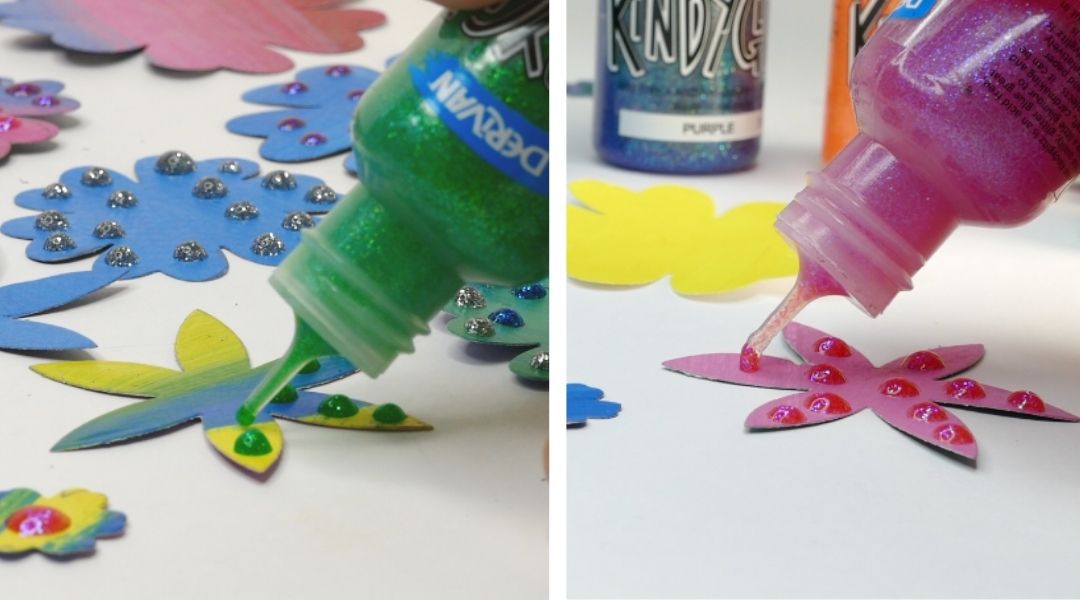 Glitter Glue Crafts ideas DIY Flower Broach