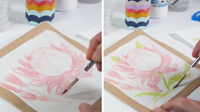 Watercolour Australian native flowers Step 4