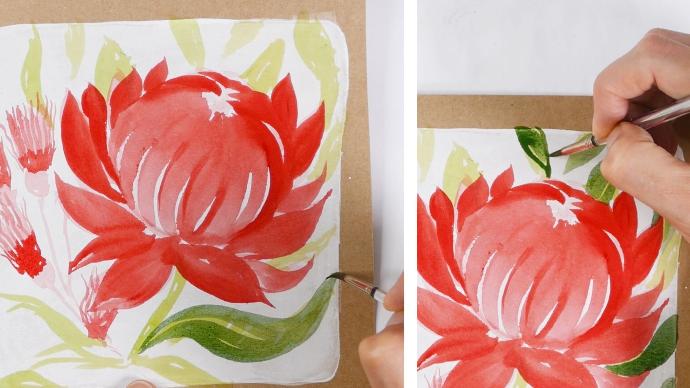 Watercolour Australian native flowers Step 7