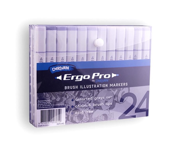  DERIVAN ERGOPRO MARKER 24 GREY SET