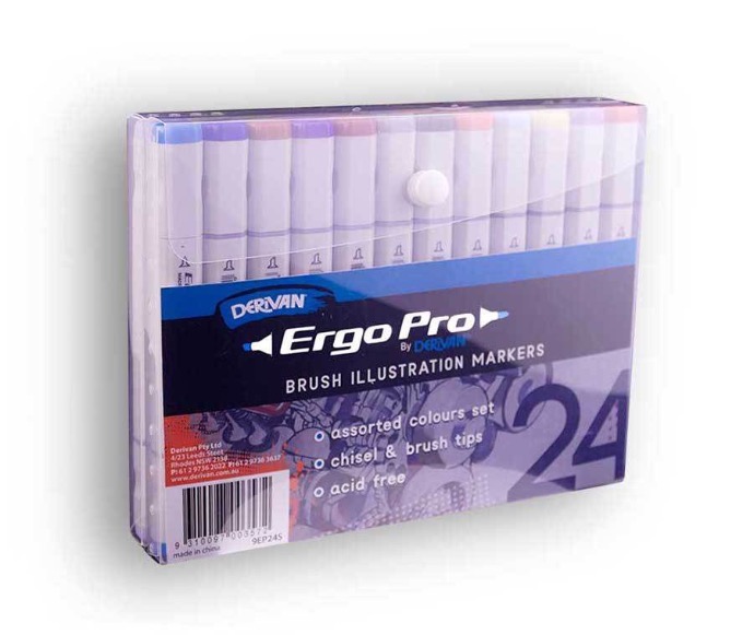  DERIVAN ERGOPRO MARKER 24 ASSORTED SET