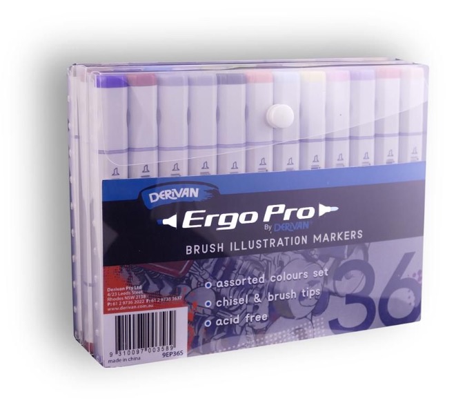  DERIVAN ERGOPRO MARKER 36 ASSORTED SET