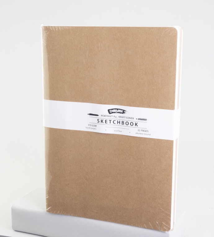  DERIVAN SKETCHBOOK A4 SIZE KRAFT COVER 32PP 170GSM PK/3