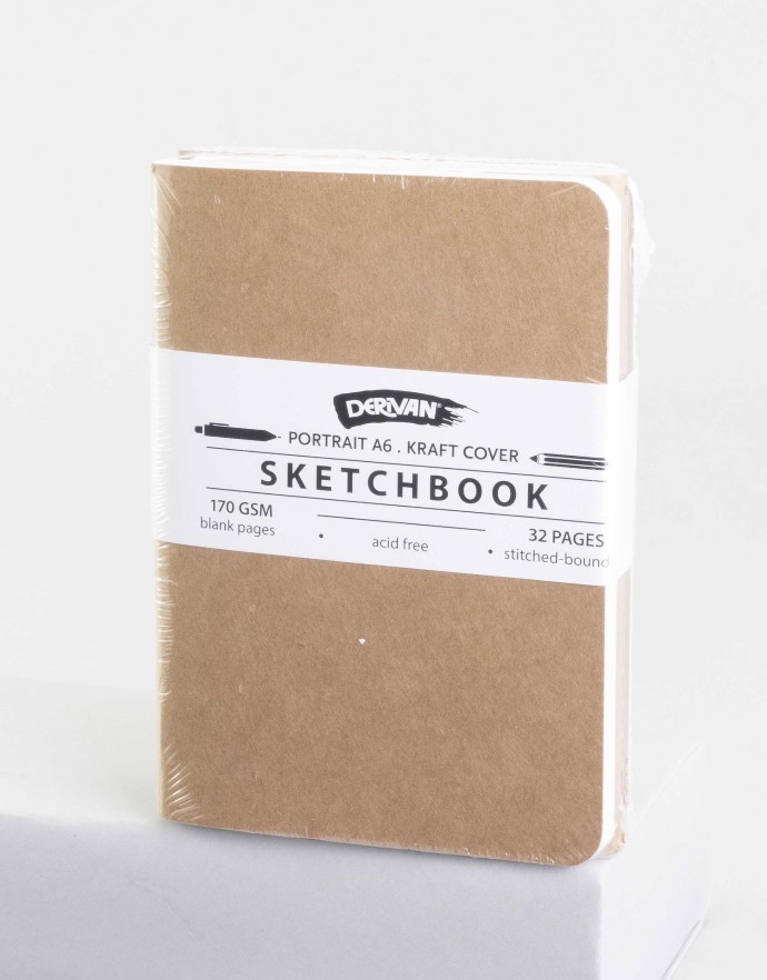  DERIVAN SKETCHBOOK A6 SIZE KRAFT COVER 32PP 170GSM PK/3