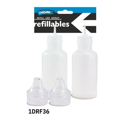  DERIVAN REFILLABLES 2X36ML BOTTLES LID & NOZZLE