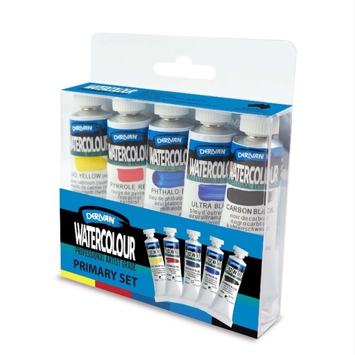 DERIVAN WATERCOLOUR PRIMARY SET 5 X 12ML
