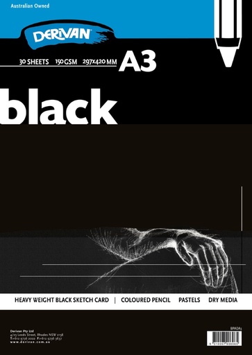 [9BPADA3]  DERIVAN BLACK PAD 150GSM 30 SHEETS A3