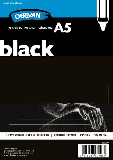 [9BPADA5]  DERIVAN BLACK PAD 150GSM 30 SHEETS A5
