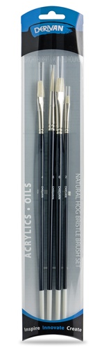 [9BS2014]  DERIVAN FINE HOG BRISTLE BRASS FERRULE 4 SET