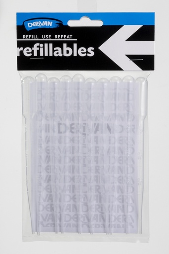 [9DRF3PIP] DERIVAN REFILLABLES 10 X PLASTIC PIPETTES 3ML