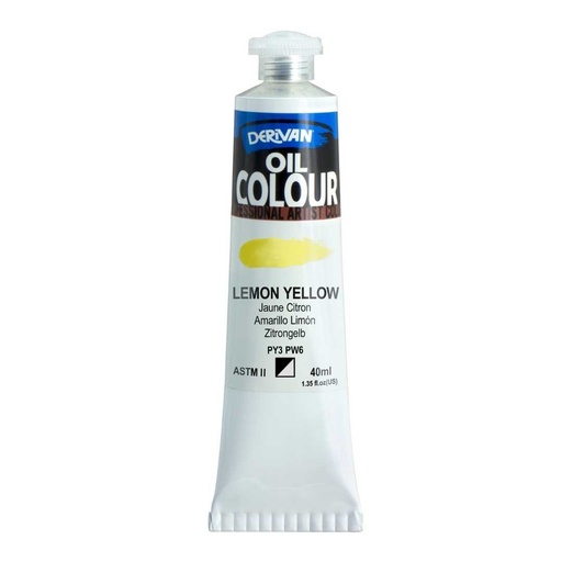 [9OC40LY]  DERIVAN OIL COLOUR 40ML LEMON YELLOW