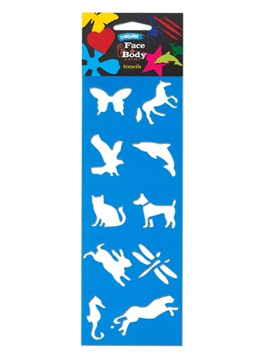 [9PSFPSAN]  FACE PAINT STENCIL ANIMALS SINGLE
