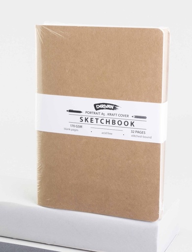 [9SBA5KC]  DERIVAN SKETCHBOOK A5 SIZE KRAFT COVER 32PP 170GSM PK/3
