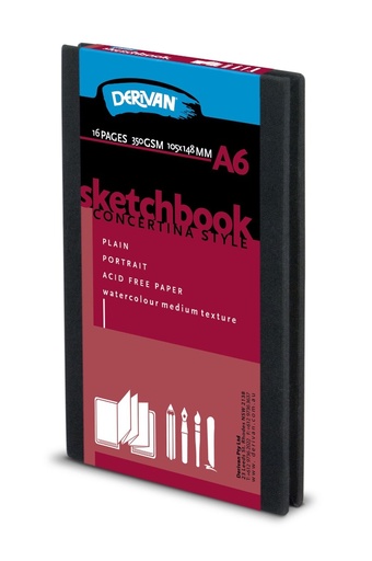 [9SBA6C]  DERIVAN CONCERTINA SKETCHBOOK A6