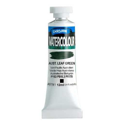 [9WC10ALG]  DERIVAN WATERCOLOUR 12ML AUSTRALIAN LEAF GREEN