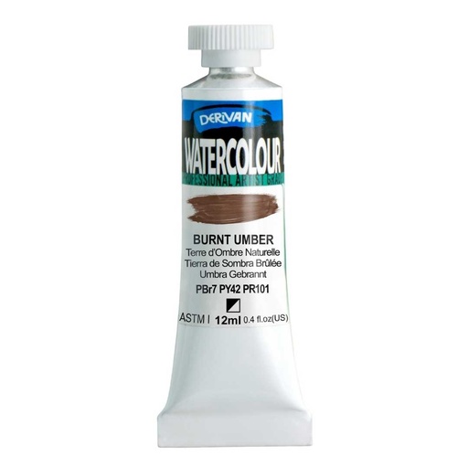 [9WC10BU]  DERIVAN WATERCOLOUR 12ML BURNT UMBER