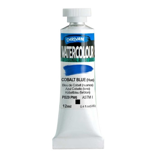 [9WC10CBL]  DERIVAN WATERCOLOUR 12ML COBALT BLUE (HUE)