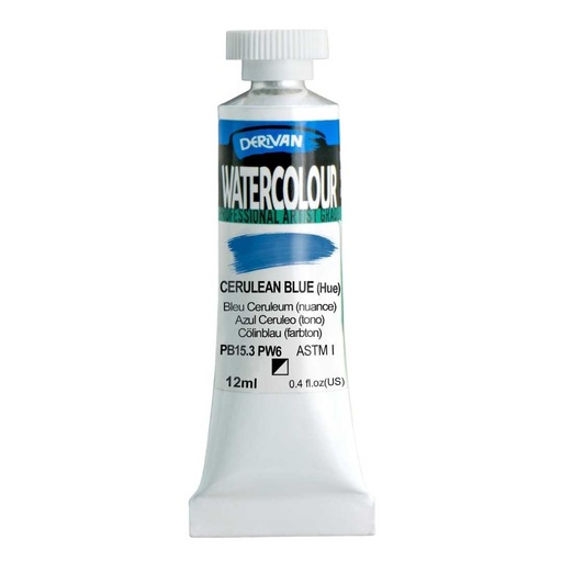 [9WC10CEB]  DERIVAN WATERCOLOUR 12ML CERULEAN BLUE (HUE)