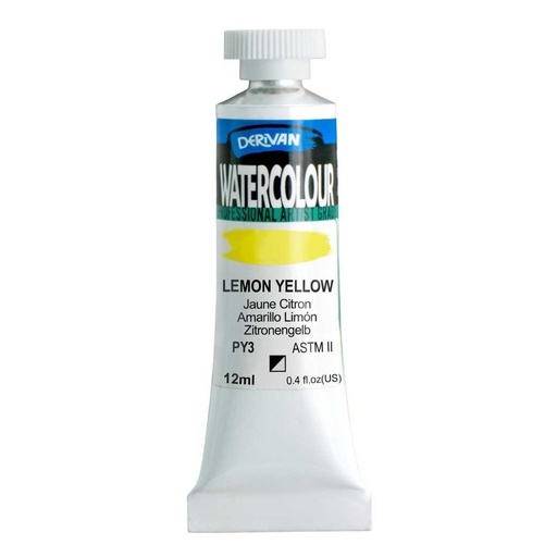 [9WC10LY]  DERIVAN WATERCOLOUR 12ML LEMON YELLOW