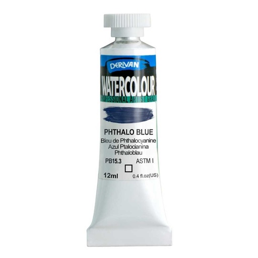 [9WC10PBL]  DERIVAN WATERCOLOUR 12ML PHTHALO BLUE