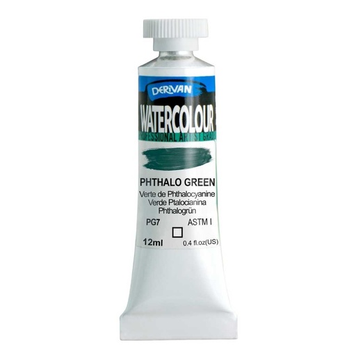 [9WC10PG]  DERIVAN WATERCOLOUR 12ML PHTHALO GREEN