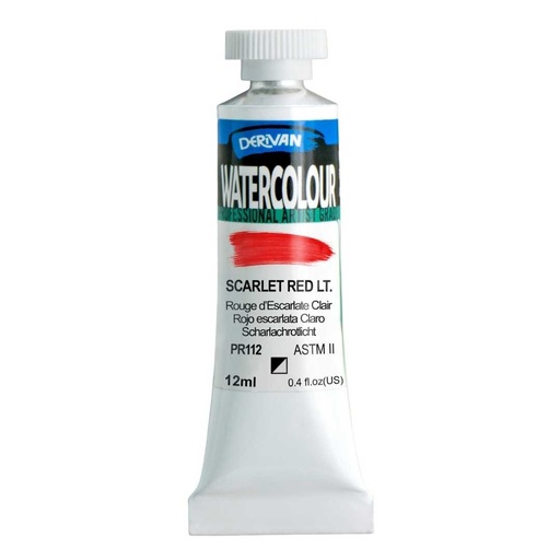[9WC10SRL]  DERIVAN WATERCOLOUR 12ML SCARLET RED LIGHT