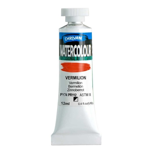 [9WC10V]  DERIVAN WATERCOLOUR 12ML VERMILION