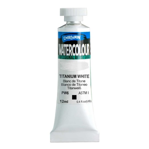 [9WC10W]  DERIVAN WATERCOLOUR 12ML TITANIUM WHITE