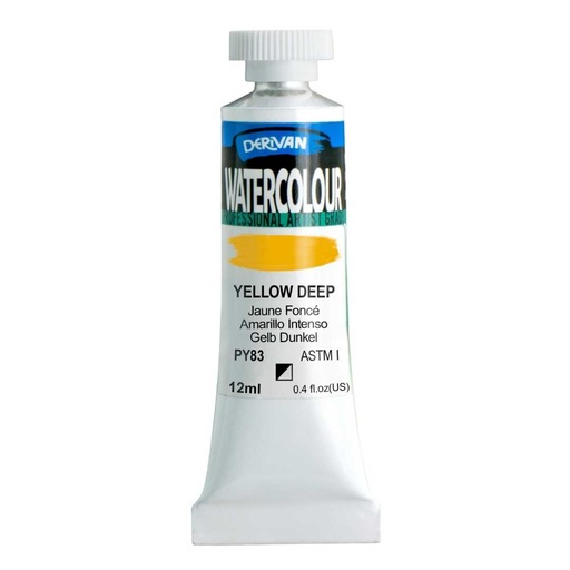 [9WC10YD]  DERIVAN WATERCOLOUR 12ML YELLOW DEEP