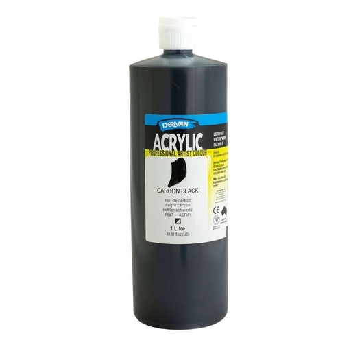 [1A1CBK]  DERIVAN ACRYLIC 1LT CARBON BLACK