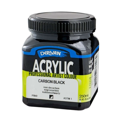 [1A2CBK]  DERIVAN ACRYLIC 250ML CARBON BLACK