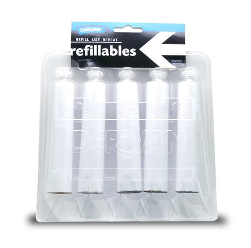 [1DRF40TB]  DERIVAN REFILLABLES 5X40ML ALUMINIUM PAINT TUBE W/FLIP TOP CAP