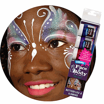 [1PFPSBF]  FACE PAINT SET BUTTERFLIES & FLOWERS